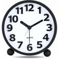 thumbnail image 1 of Reloj despertador analógico silencioso, de metal negro, dígitos 3D grandes, reloj de mesa que no hace tictac con luz nocturna, reloj despertador de mesita de noche de 10,8 cm, 1 of 5