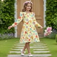 thumbnail image 3 of FKELYI Capybara Bee Cute Flower Print Girl Long Sleeve Dress Ruffle Sleeve Crew Neck Trim Dress for Birthday Party A Line Tiered Swing Pactchwork Dresses, 13-14 Y, 3 of 6