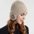 thumbnail image 2 of Bonnet d'Hiver Bonnet Tricoté avec Cache-Oreilles Extensible Bonnet de Ski, 2 of 5