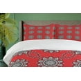 thumbnail image 4 of Ambesonne Mandala Duvet Cover Sets, Sketchy Leaves Swirl Art, 2-King, Vermilion White, 4 of 7