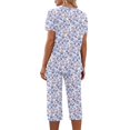 thumbnail image 6 of Womens Pajama Set 2026 Lounge Vintage Floral Printed Plus Size Short Sleeve and Capri Trousers Sets with Pockets, 6 of 7