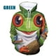thumbnail image 3 of Sudadera con capucha para hombre, con estampado 3D de rana, con estampado de animales, informal, de talla grande, con estampado completo, 3 of 5