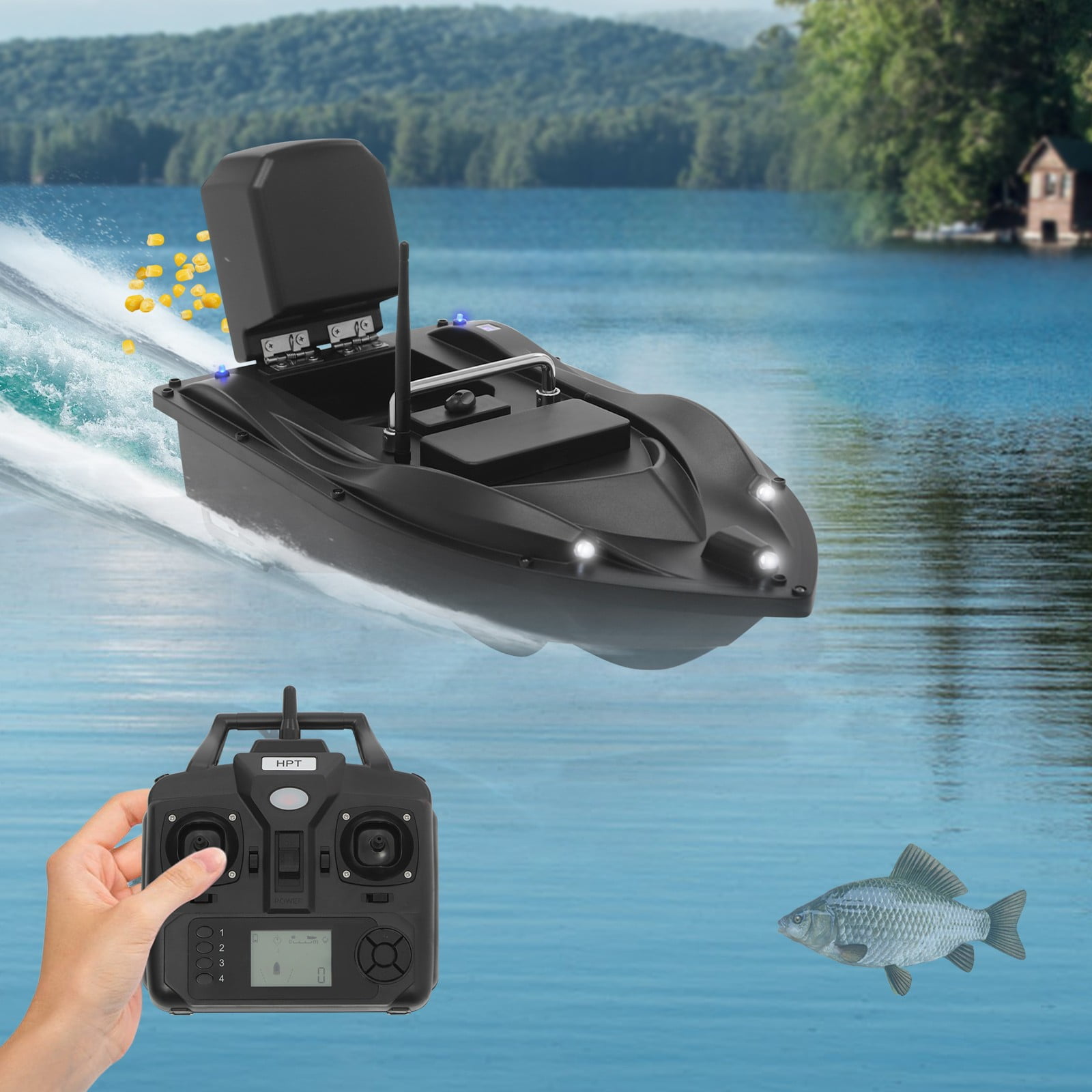 48.5*26.5*16cm ABS Remote Control Bait Boat Multifunctional Fishing Bait Boat with GPS