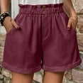 thumbnail image 2 of Running Shorts Womens Casual Shorts Elastic Waist Button Beach Shorts With Pockets Gym Shorts Women Wine S, 2 of 7