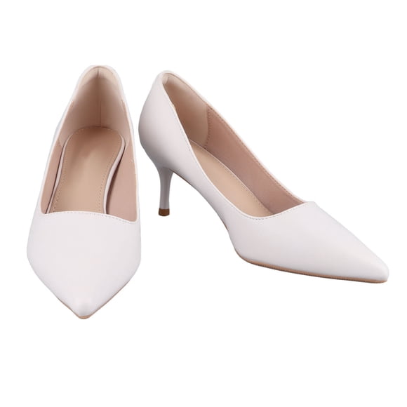 Zapatos de tacón alto con punta cerrada y puntiaguda para mujer, elegantes y a la moda, de piel sintética, para bodas, fiestas, color beige 37