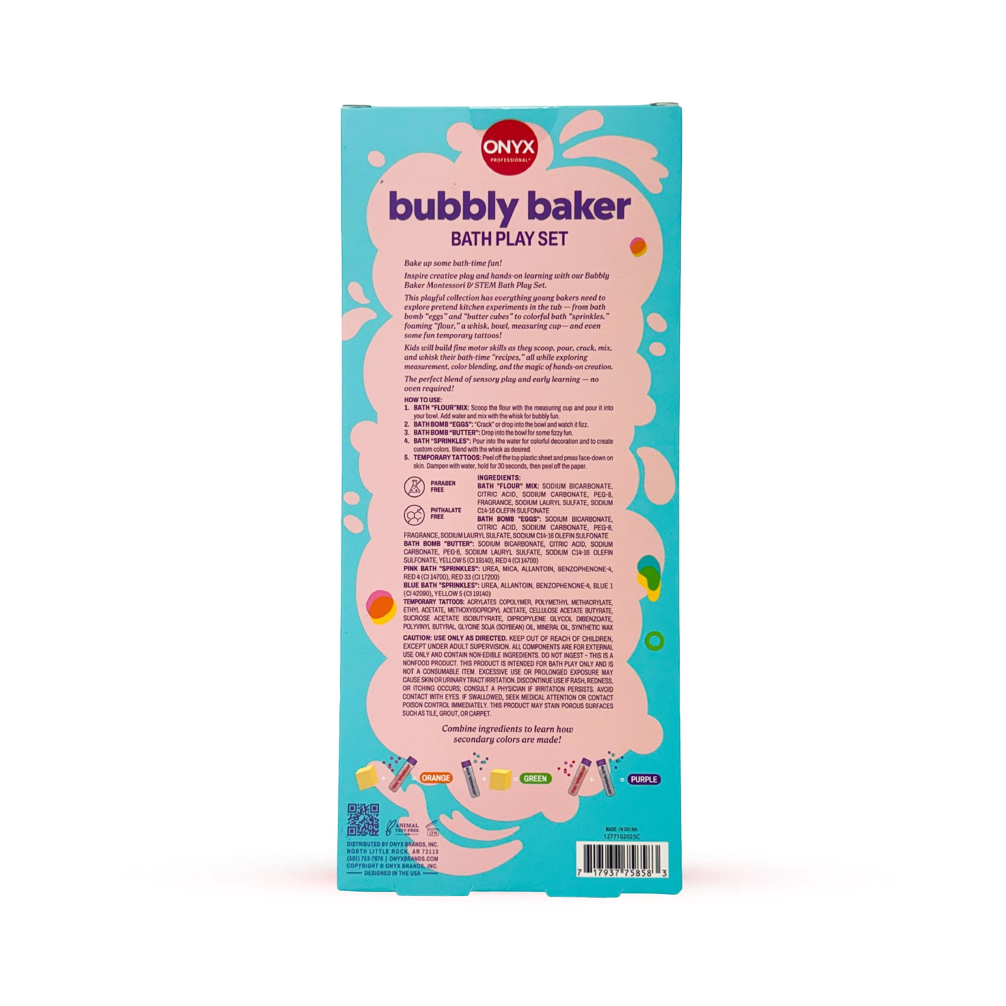 ONYX Professional Bubbly Baker Kids Bath Set, 12 pieces, Toy for Kids Ages 3 and Up