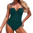thumbnail image 2 of Traje de baño de una pieza para mujer, conjuntos de bikini para mujer, bikini liso sin espalda, traje de baño de dos piezas con vendaje, conjunto de ropa de playa para mujer, 2 of 5
