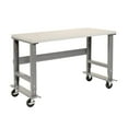 thumbnail image 3 of Mobile Adjustable Height Workbench, Plastic Laminate Square Edge, 60"W x 36"D, Gray, 3 of 4