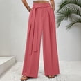 thumbnail image 6 of hoksml Women's High Waist Pleated Dress Pants Tie Design Casual Long Trousers with Pockets, 6 of 6