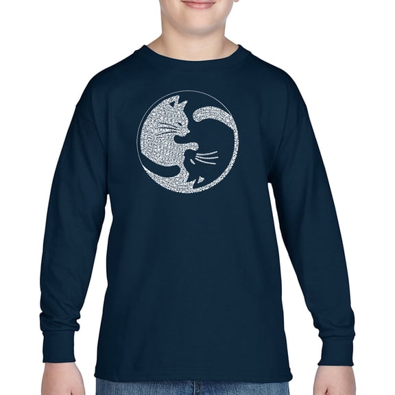 Boy's Word Art Long Sleeve - Yin Yang Cat