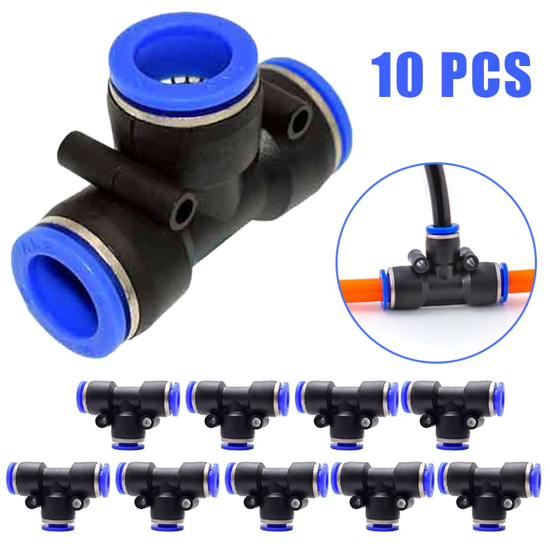 10pcs 6mm-1/8 Threaded Male Tee Pneumatic Connector