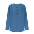 thumbnail image 4 of Patlollav New 2024 Womens Summer Long Sleeve Zip Casual Tunic V-Neck Rollable Blouse Tops, 4 of 6