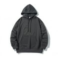 thumbnail image 2 of Oversized Hoodies for Men Big and Tall Pockets Solid Color Loose Hooded Sweatshirts Long Sleeve Pullover Top with Hood (Dark Gray M), 2 of 5