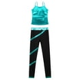 thumbnail image 3 of TSSOE Kids Girls Sleeveless Metallic Tank Top with Leggings Set 2 Piece Summer Outfit Gym Yoga Dance Blue Green 12, 3 of 6