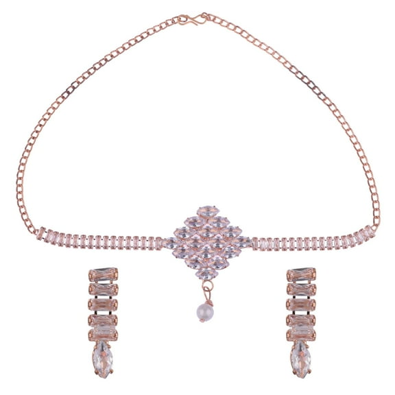 Efulgenz Cubic Zirconia Necklace Crystal Faux Pearl Drop Collar Necklace and Earrings Set Party Prom Jewelry CZ Tennis Necklace Set for Women Choker Bridal Jewelry Set for Wedding Bridesmaids Gift