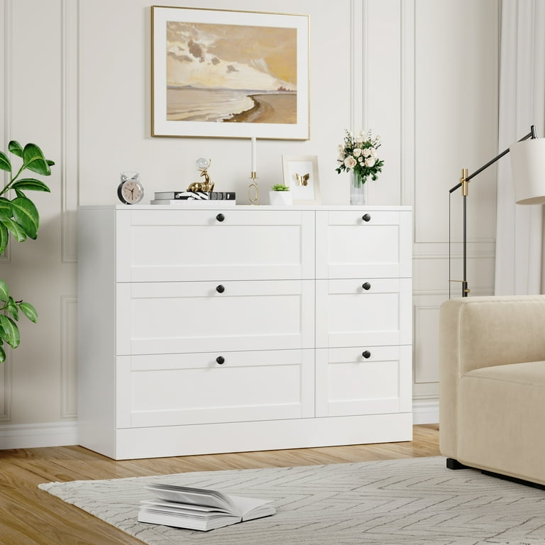 Home Square Set of 2 - 6 Drawer Wood Tall Chest/Dressers