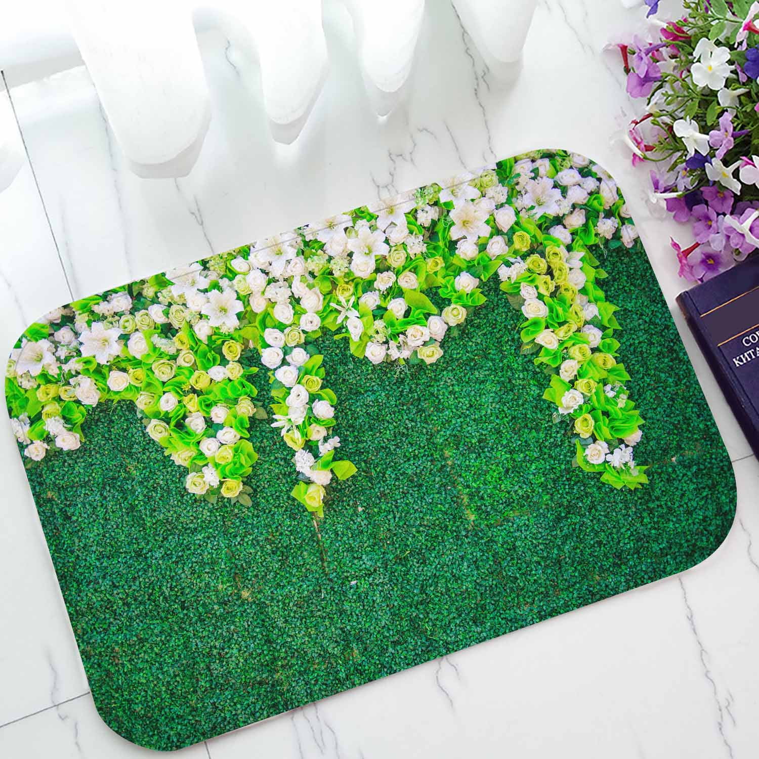 PKQWTM Wedding Flower Grass Home Decor Floor Mat Area Rug Doormat Size 15.7x23.6 Inches