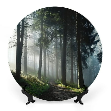 

FUMJ Fog Bone China Decorative Plate Room Decoration Elegant Ceramic Theme Stylish Home Decor Accent Piece Wall/Table Display 7x7inch