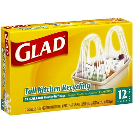 Glad: Bags Tall Kitchen Recycling Handle Tie 13 Gallon, 12 Ct