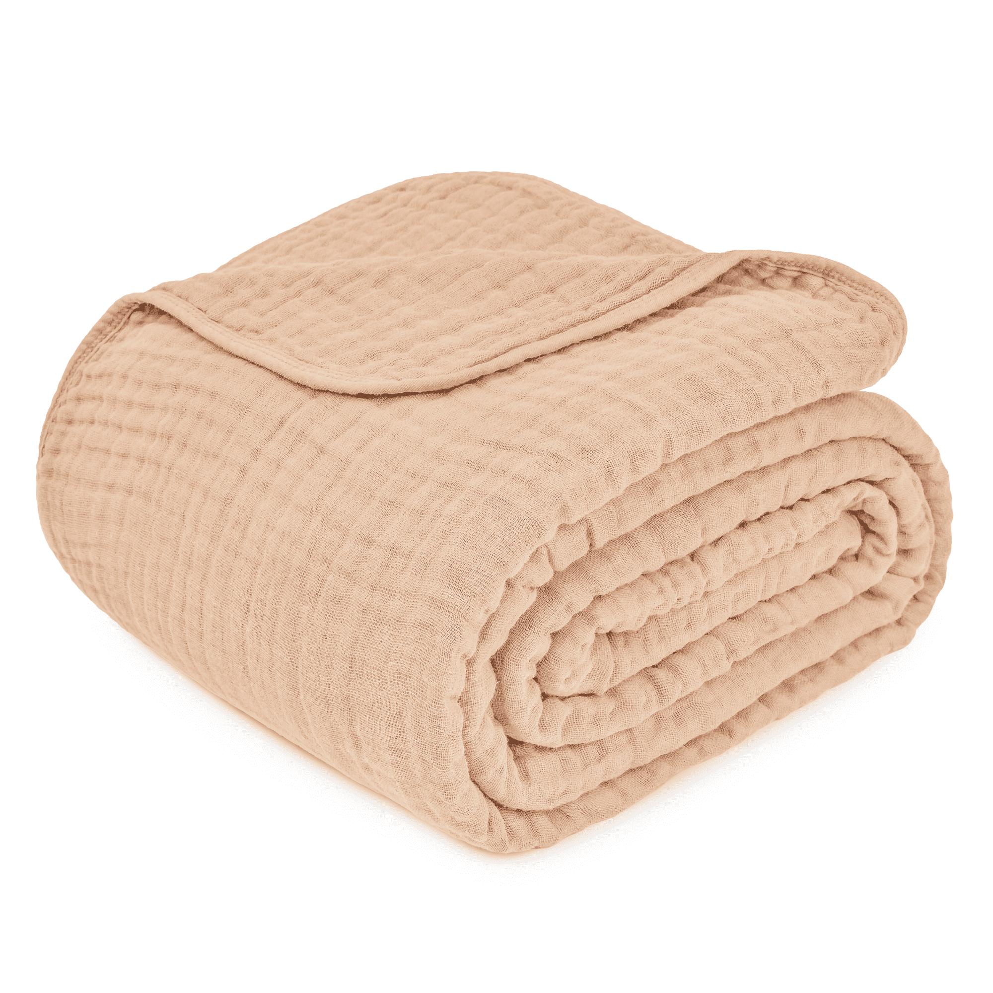 Comfy Cubs Muslin Blanket, Large Size 50” x 60”, 6 Layer Cotton Softness (Cream, Throw)