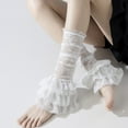thumbnail image 4 of Women Tiered Ruffle Lace Leg Warmer Sweet Knee Highs Leg Socks Baggy Cuffs Ankle Heap Socks Mesh Flared Leg Sleeves, 4 of 9