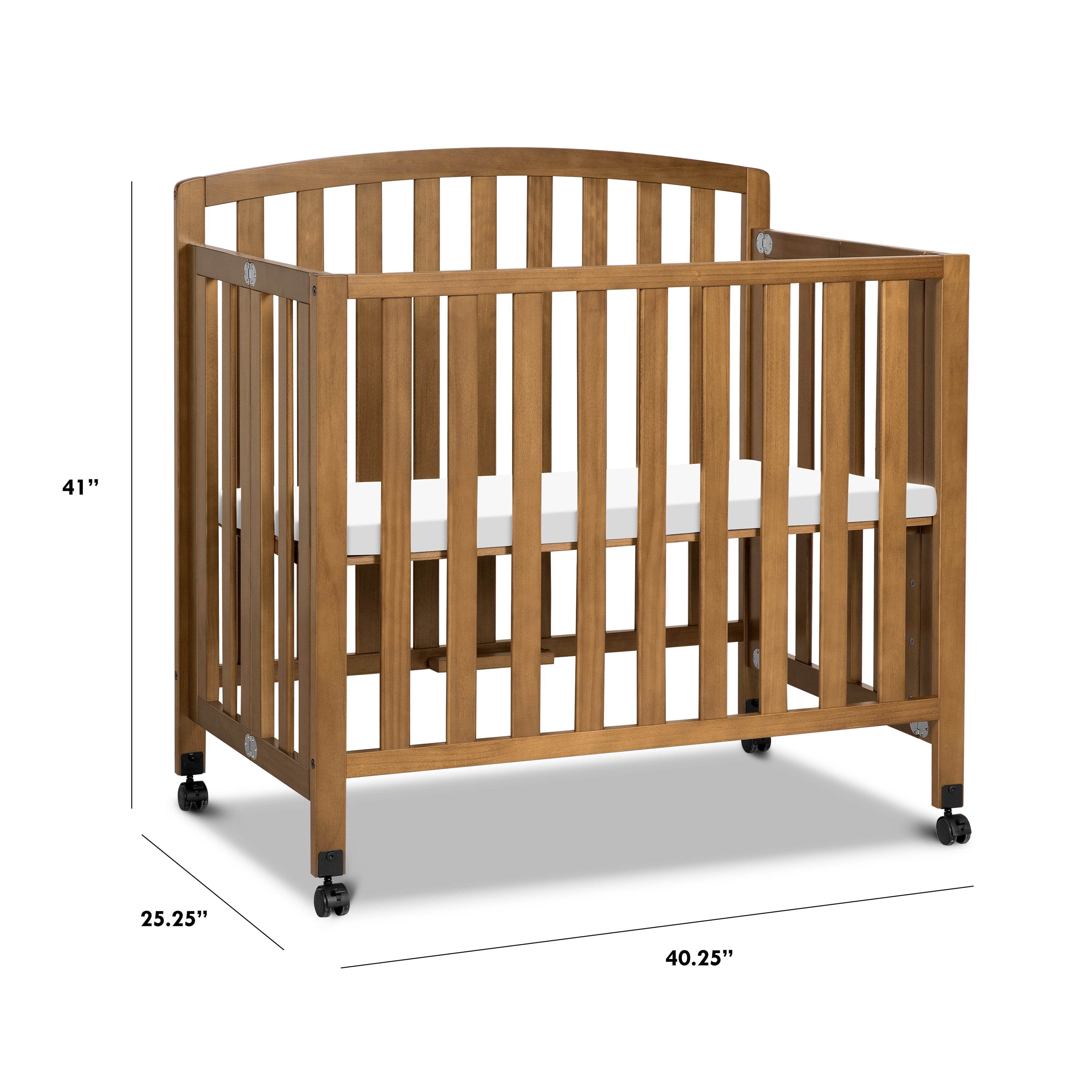 DaVinci Dylan Folding Portable 3-in-1 Mini Crib and Twin Bed, Chestnut