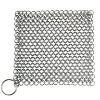 Tkrady Cast Iron Cleaner 6" x 6.3" 316L Stainless Steel Chainmail Scrubber for Skillet, Wok, Pot, Pan; Pre-Seasoned Pan Dutch Ovens Waffle Iron Pans Scraper Cast