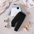 thumbnail image 2 of TOWED22 Toddler Boy Clothes Color-Block Long Sleeve Sweatshirt and Pant Outfits Kids 2Pcs Fall Clothing Set,Grey,4-5 Y, 2 of 4