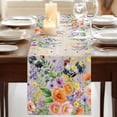 thumbnail image 3 of Table Runners 108 Inches Long Dress Scarves, Pink Orange Flowers Farmhouse Coffee/Dining/Kitchen Table Runner for Living Room, Spring Floral Rooster Farmhouse 13x108 Inch, 3 of 9