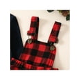 thumbnail image 6 of Bagilaanoe 2Pcs Toddler Baby Girls Overalls Dress Set Ribbed Long Sleeve Pullover Tops + Plaid Suspender Skirt 12M 18M 24M 3T 4T 5T Kids Christmas Outfits, 6 of 8