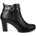thumbnail image 3 of Unique Bargains Platform Block Heel Boots Buckle Ankle Boots for Women Black 9.5, 3 of 7