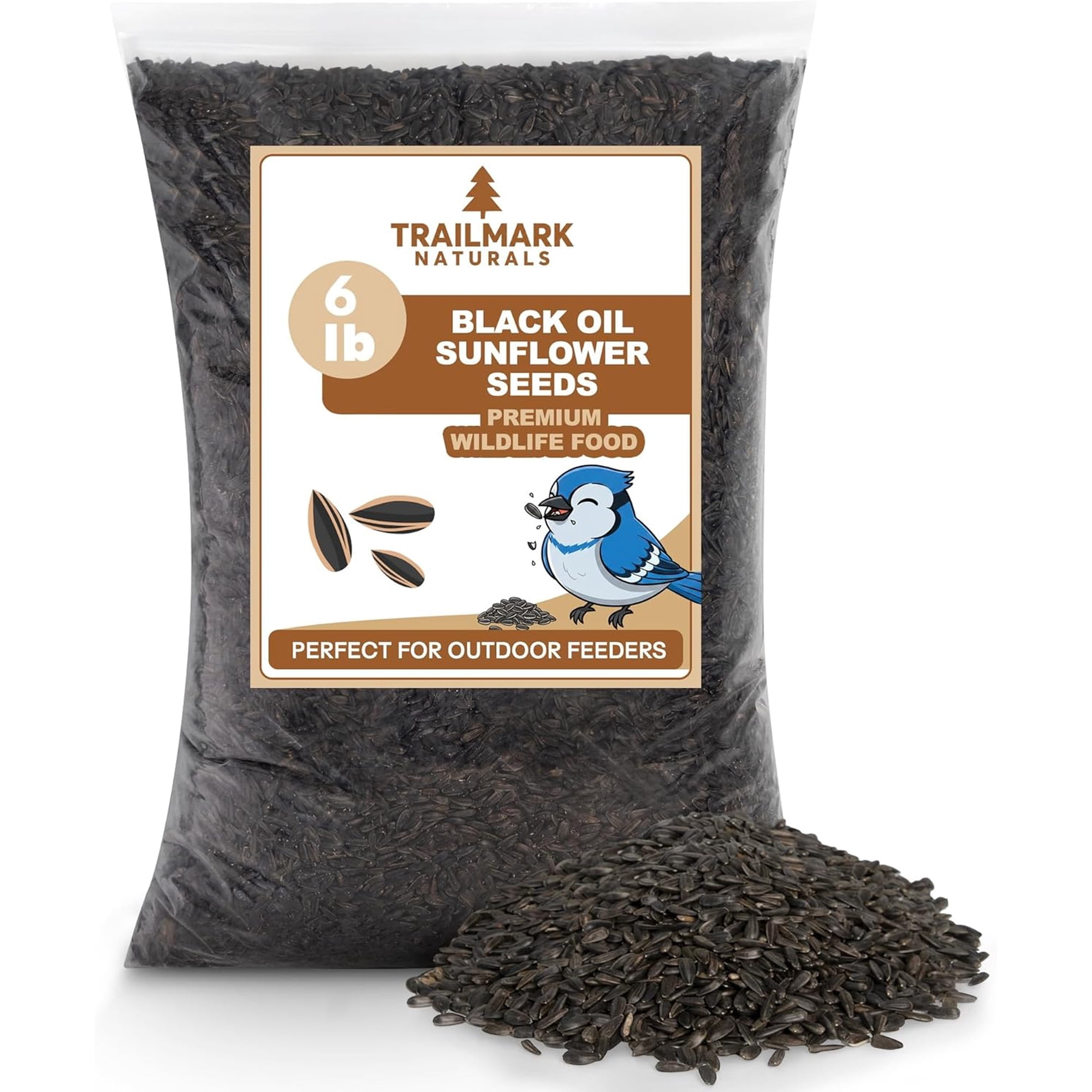 Trailmark Naturals 6 LB Black Oil Sunflower Seeds, Wild Bird Food for Backyard Feeders