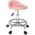 thumbnail image 1 of HOMCOM Adjustable Rolling Stool, PU Salon Chair w/ Foot Rest, Pink, 1 of 10