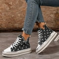 thumbnail image 3 of Dakaela Womens High Top Sneakers Black Canvas Running Tennis Shoes Lace up Casual Platform Walking Ankle Boots Black 6, 3 of 8