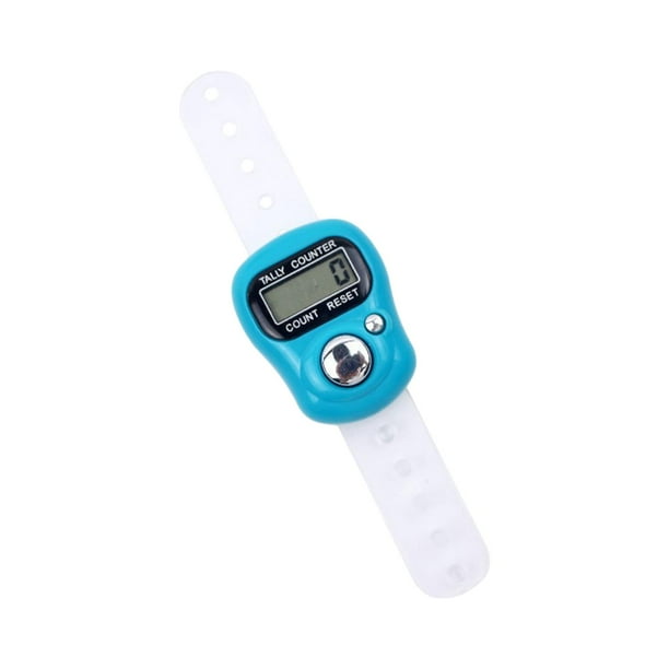 Contador de dedos con anillo, pantalla LCD digital, contador de dedos, contador de mano Azul claro