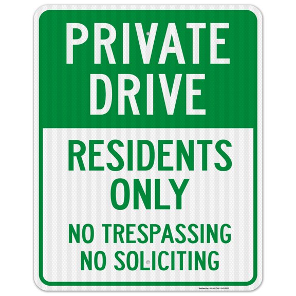 Private Drive Sign, No Trespassing No Soliciting Residents Only Sign,
