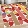 thumbnail image 1 of Retro Decorative Rug, Pop Art Funky Unusual Geometric Forms Mosaic Style Old Fashioned Graphic, Quality Carpet for Bedroom Dorm and Living Room, 6 Sizes, Ruby White, by Ambesonne, 1 of 4