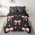 thumbnail image 2 of Homewish Cute Ribbon Bowknot 7-Piece Queen Bedding Set - Black Pink Princess, 2 of 8