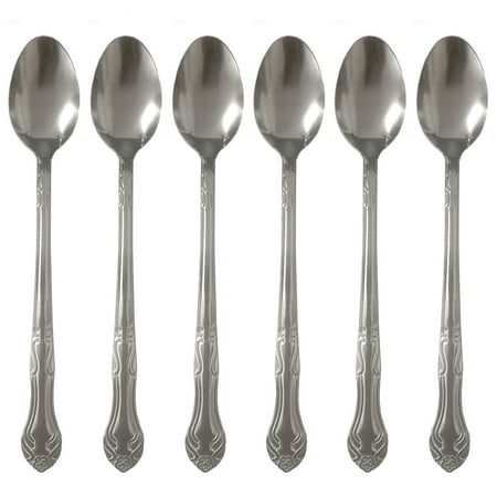 

12 Long Stainless Steel Spoons Iced Tea Ice Cream Cocktail Teaspoons Coffee Soup