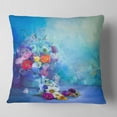 thumbnail image 2 of Designart Little Flowers on Blue Background - Floral Throw Pillow - 18x18, 2 of 5
