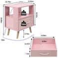 thumbnail image 2 of Mesa de noche Aenuert rosa con puertos USB y cajón, 2 of 9