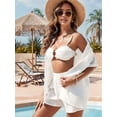 thumbnail image 5 of Swim Cover Up for Women Button Down Long Sleeve Shirt and Shorts Bikini Swimsuits Beach Cover Up Set White XL, 5 of 8