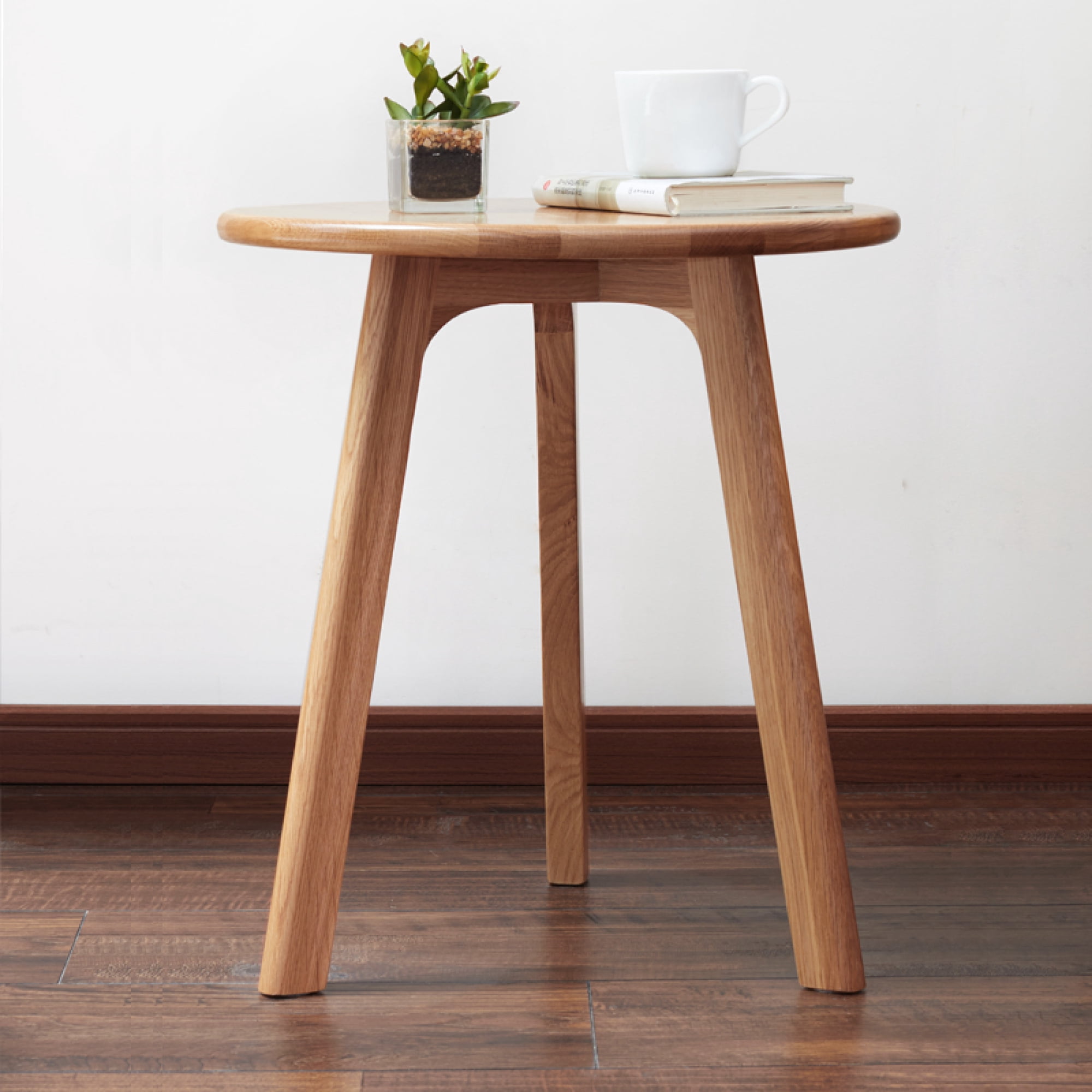 Leumius Round End Table,Small Side Table Coffee Table Bedside Table Night Stand for Living Room Bedroom & Balcony,Natural