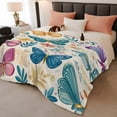 thumbnail image 2 of Spring Butterflies Throw Blanket, Flannel Fleece Blanket with Striped Design for Couch, Summer Countryside Leaf Flowers Soft Breathable All Season Plush Blankets for Sofa Office Travel 40"x50", 2 of 9