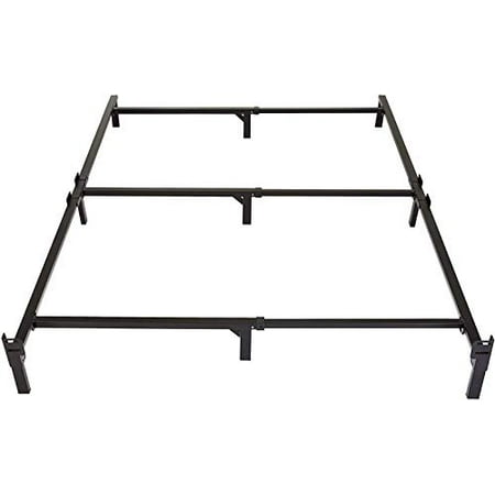 Basics 9-Leg Support Metal Bed Frame - Strong Support for Box Spring and Mattress Set - Tool-Free Easy Assembly - Queen Size Bed