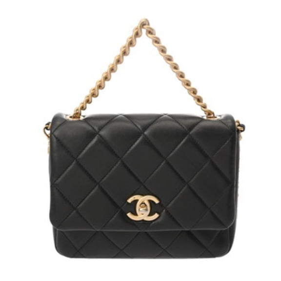 Pre-Owned CHANEL Matelasse Mini Chain Shoulder Bag with Side Logo, Black, Women's... (Good)
