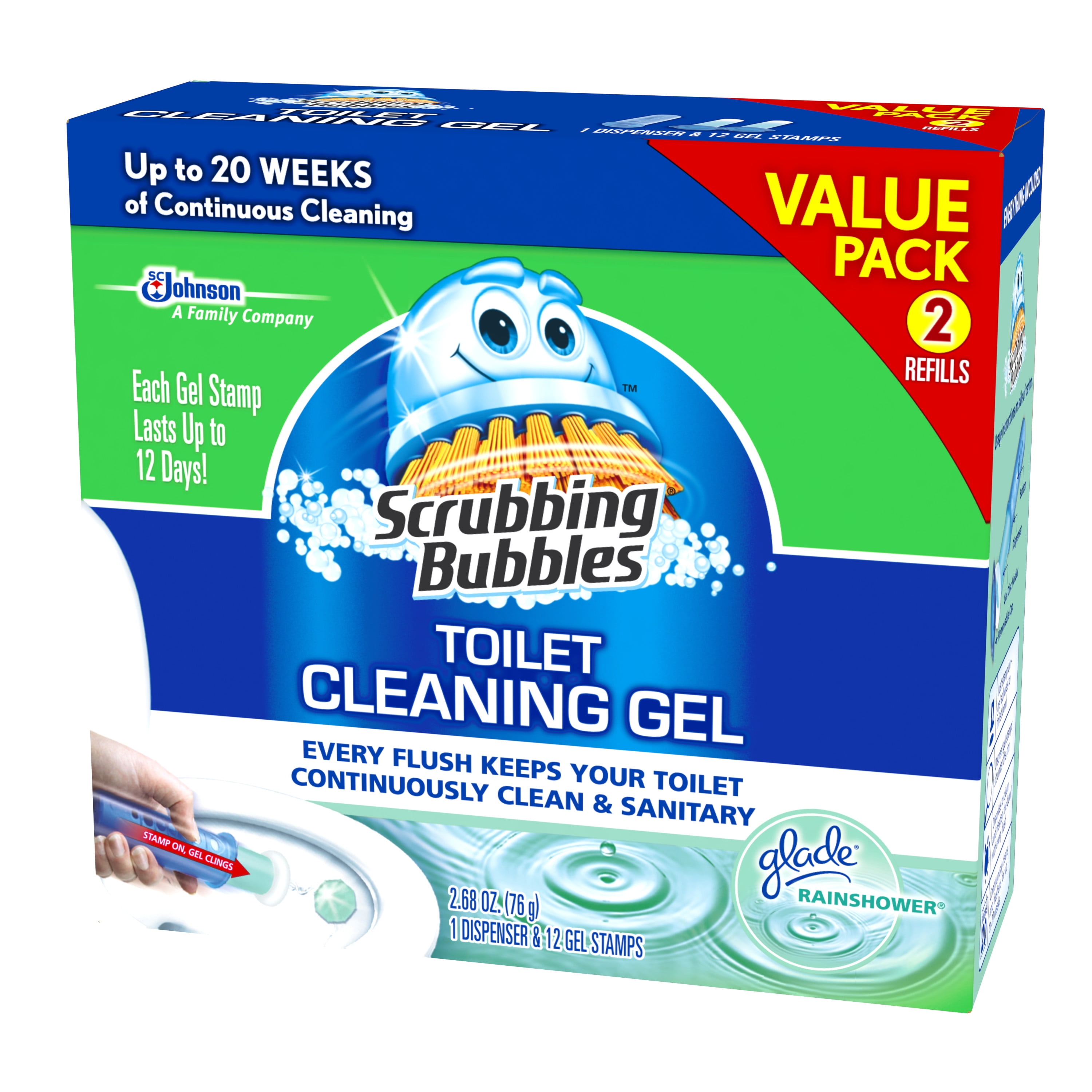 Scrubbing Bubbles Toilet Cleaning Gel Starter Kit Glade Rainshower (2