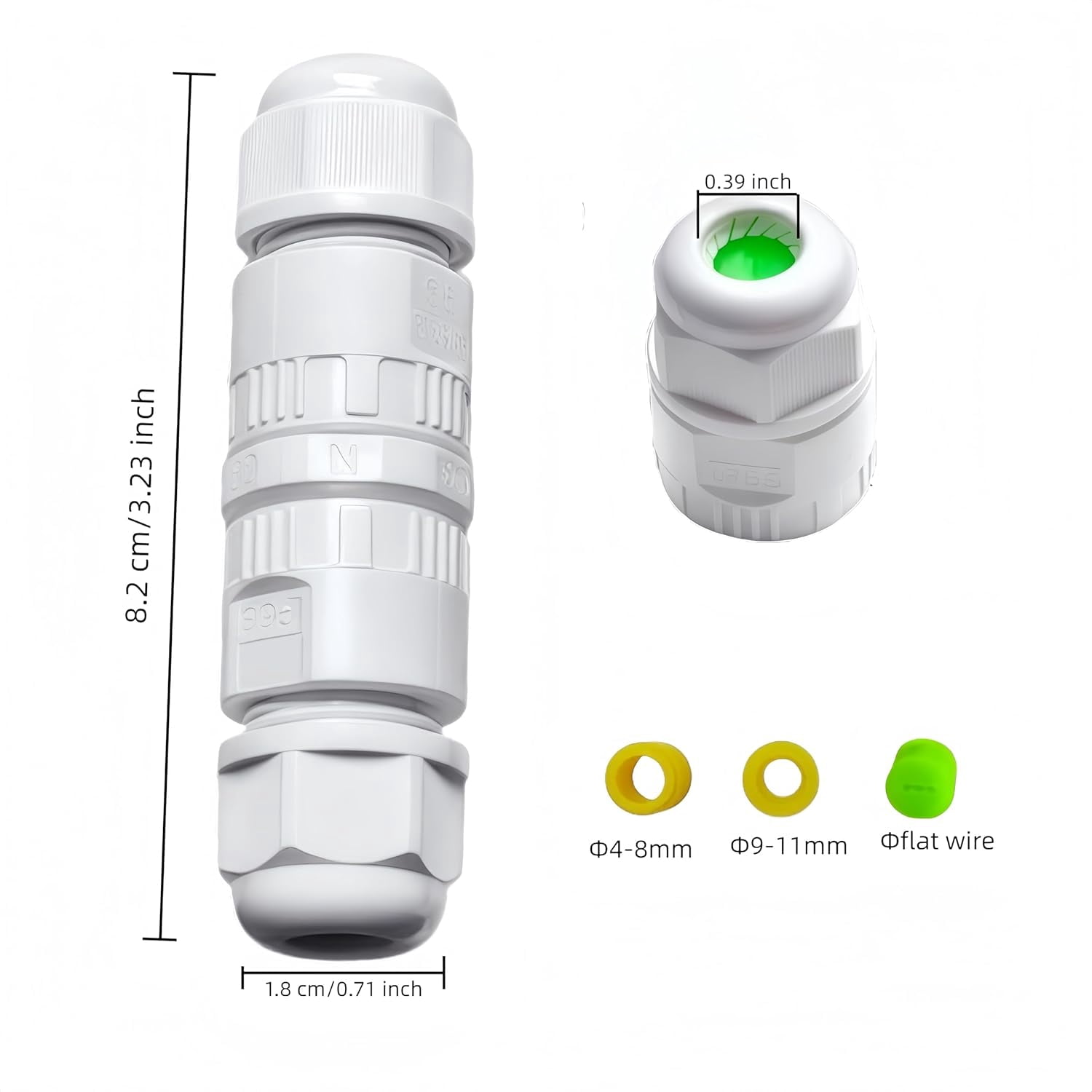 Waterproof 3-wire connector for permanent outdoor lights, white waterproof junction box quick connect connector suitable for flat and round wires, string lights, landscaping, electrical boxes (2 pcs)
