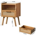 thumbnail image 3 of XgoodX Rattan Nightstands Set of 2, Side Table with Drawer, Cane Accent Bedside End Table with Solid Wood Legs, Mid Century Modern Night Stand for Bedroom, Dorm and Small Spaces (Tea Brown), 3 of 10