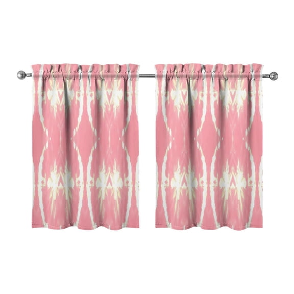 Vintage Watercolor Pink Oil Painting Tier Cafe Curtains for Bathroom Living RV Rod Pocket Window Drapes 36 Inch 2 Panels Set 28"x36" 2 Panels Window Treatment Tiers